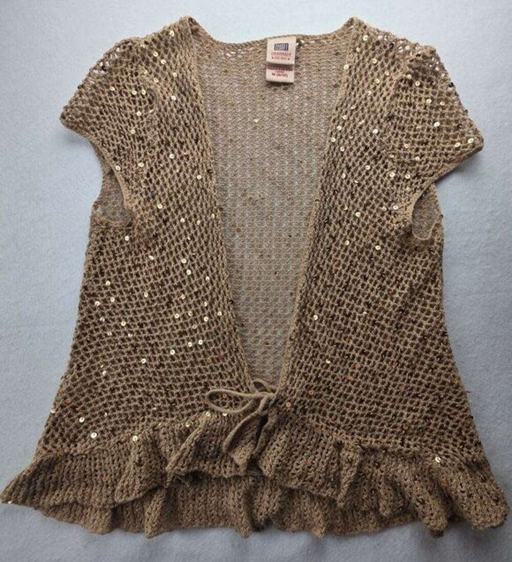 Faded Glory Originals Y2K VTG Vintage Crotchet Boho Cottage Cardigan Size Medium